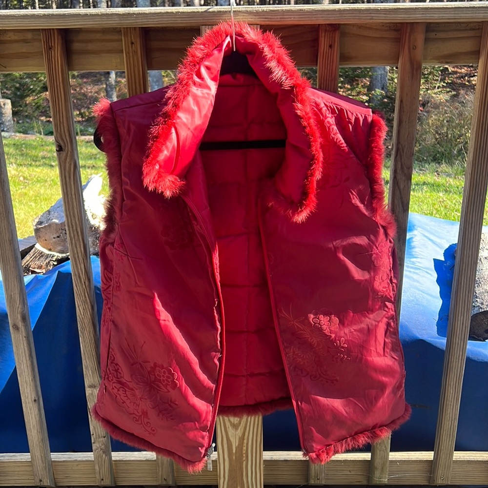 Red Down Reversible Vest - image 1